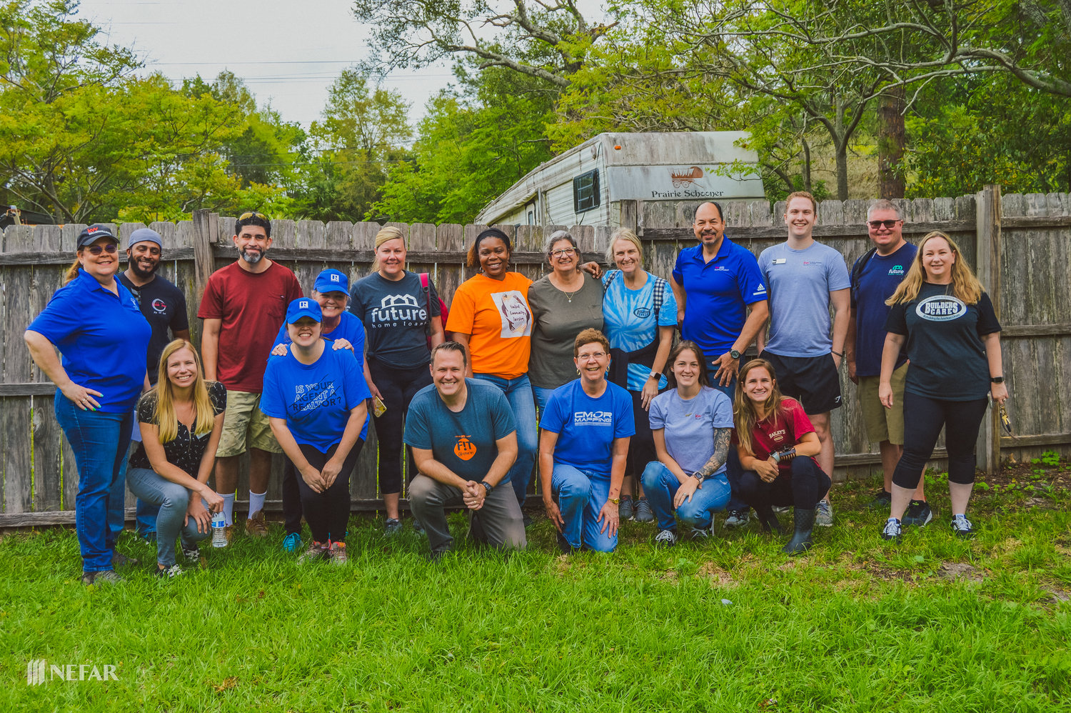 Members of Northeast Florida Association of Realtors turned out to build two decks and wheelchair access ramps for an amputee and his disabled wife at their Southside home March 23.